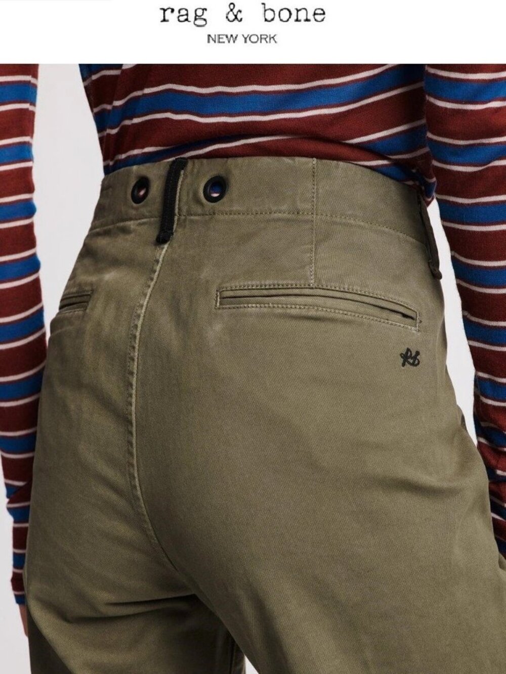 Rag & Bone Buckley Chino Cropped Olive Khaki Pants Size 25